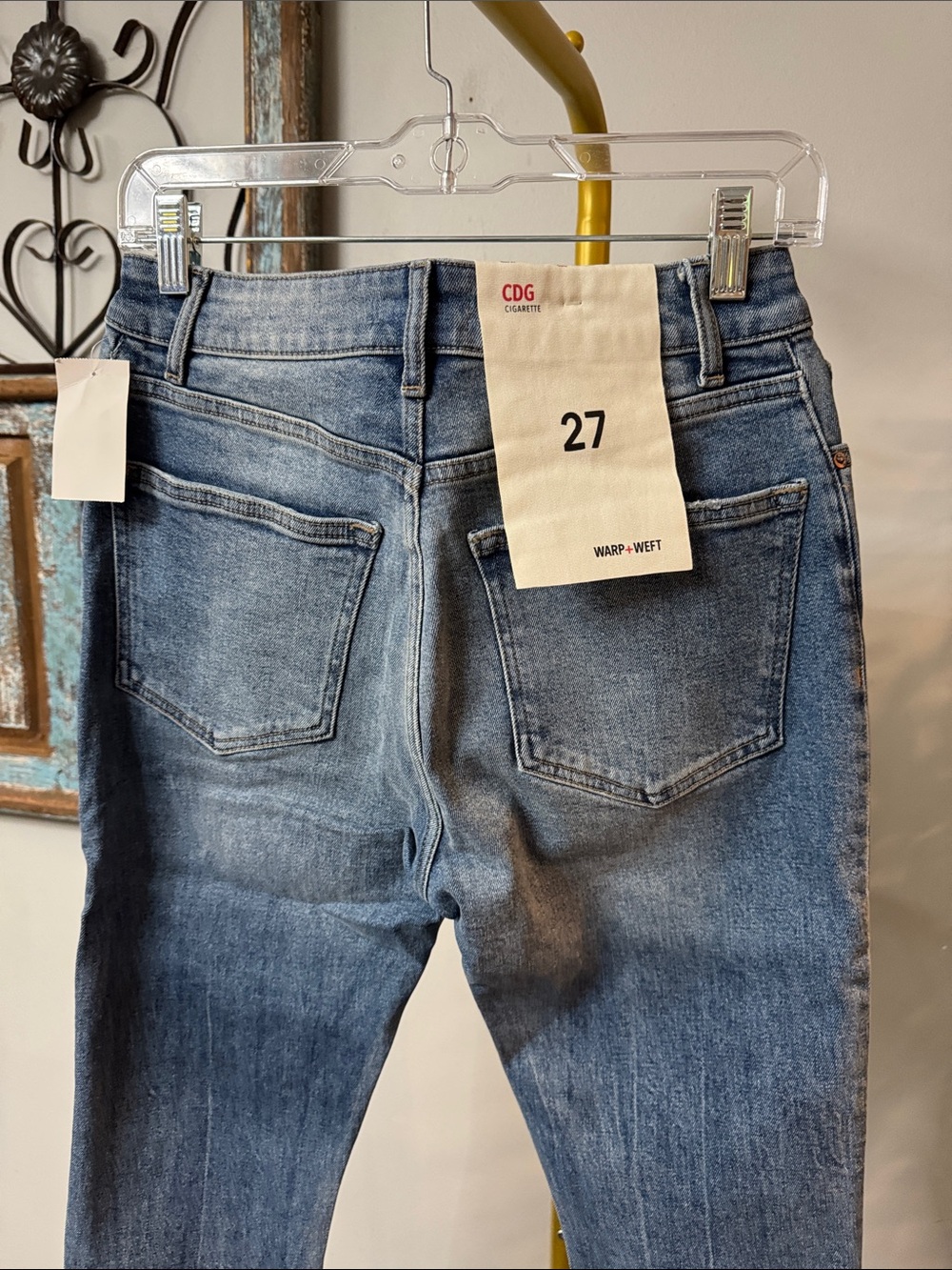 Warp + Weft CDC Paris Cigarette LBlue Slim Straight denim Jeans NWT 27 - Picture 7 of 13